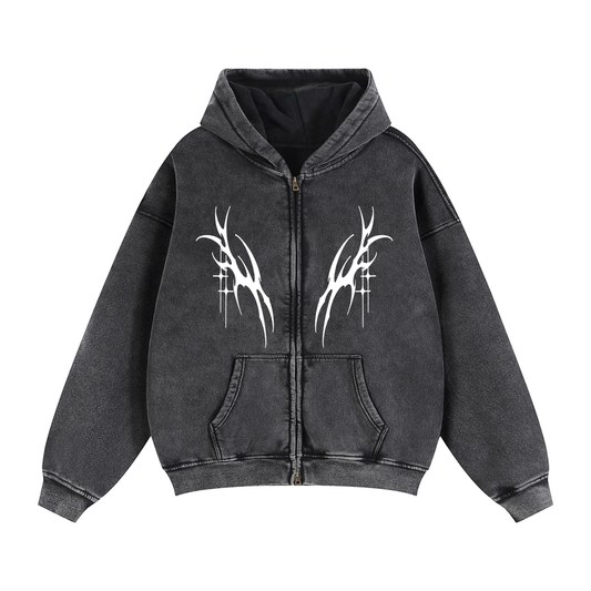 Zip-Through Boxy Fleece Hoodie